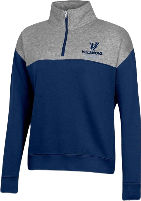 Women's  Navy Villanova Wildcats Color-Blocked Quarter-Zip Sweatshirt