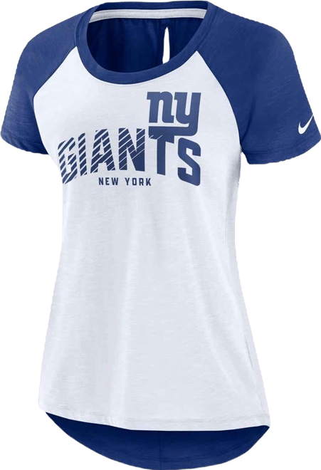 Women's  White, Royal New York Giants Back Slit Lightweight Fashion T-shirt