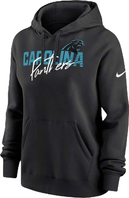 Women's  Black Carolina Panthers Wordmark Club Fleece Pullover Hoodie