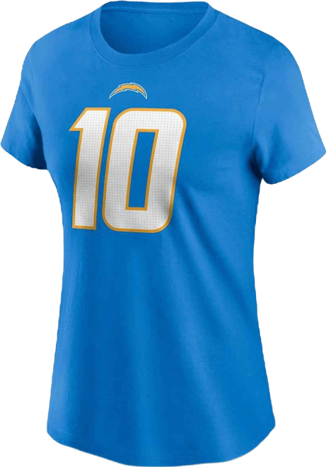 Women's  Justin Herbert Powder Blue Los Angeles Chargers Player Name and Number T-shirt