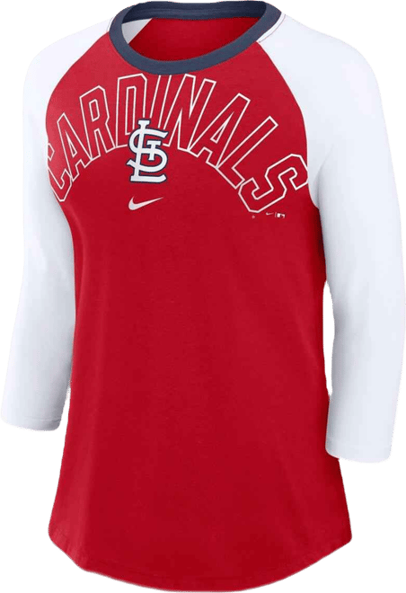 Women's  Red, White St. Louis Cardinals Knockout Arch 3/4-Sleeve Raglan Tri-Blend T-shirt