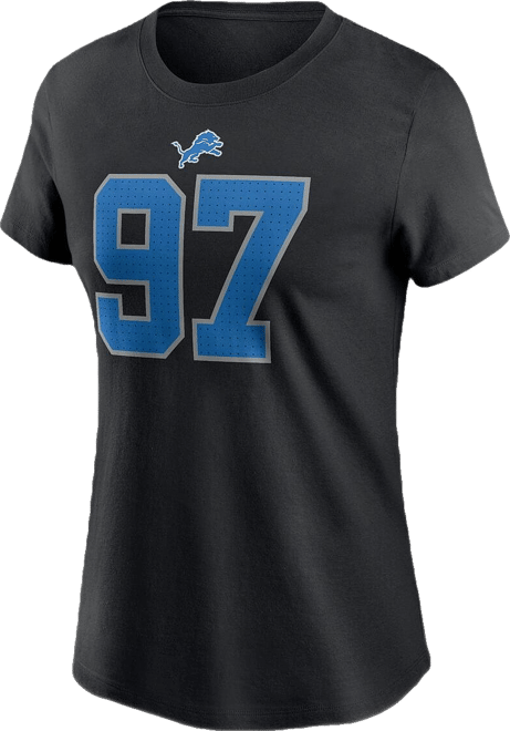 Women's Aidan Hutchinson Black Detroit Lions Player Name Number T-Shirt