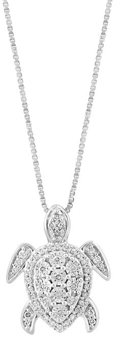 Effy Diamond Sea Turtle 18" Pendant Necklace (1/4 ct. t.w.) in Sterling Silver