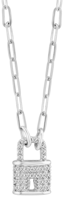 Effy Diamond Padlock 18" Pendant Necklace (1/6 ct. t.w.) in Sterling Silver