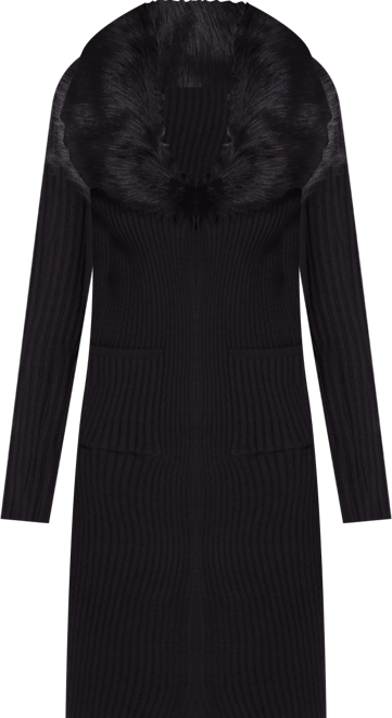 Women's Black Label Ribbed Collar Duster Cardigan Sweater