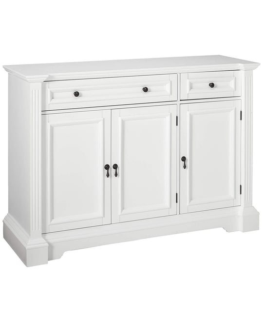 White Finish Wood Buffet Breakfront Cabinet Console Table With Storage, Drawers, Shelves