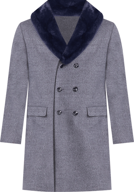 Tayion Men Classic-Fit Double-Breasted Grey Overcoat