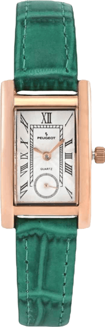 Women's Contour Tank Shape Case Green Watch with Roman Numerals