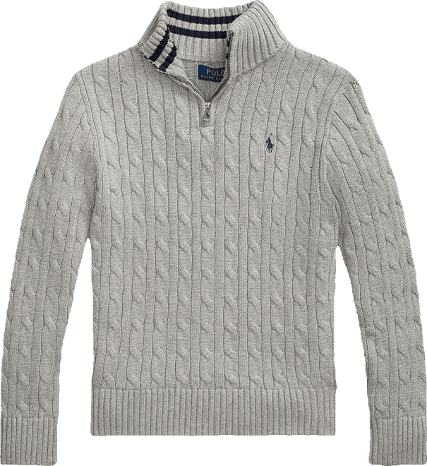 Big Boys Cable-Knit Cotton Quarter-Zip Sweater