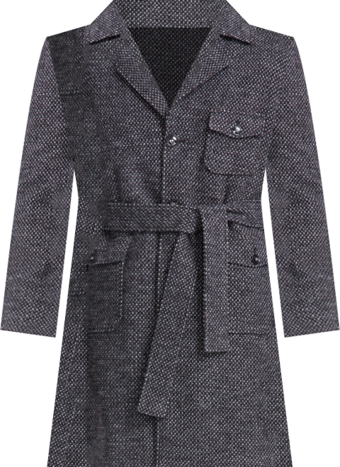 Men's Classic-Fit Birdseye Grey Overcoat
