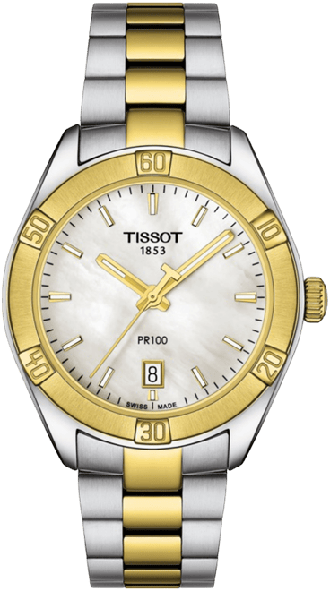 Women's Swiss Pr 100 Sport Chic T-Classic Two-Tone Stainless Steel Bracelet Watch 36mm