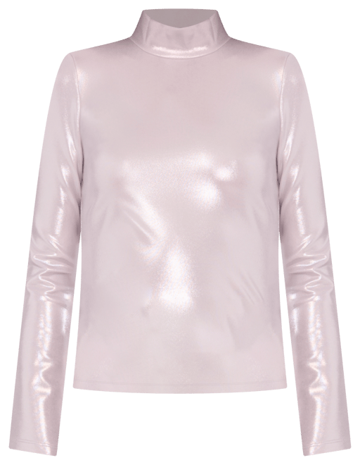 Women's High-Neck Long-Sleeve Metallic Top