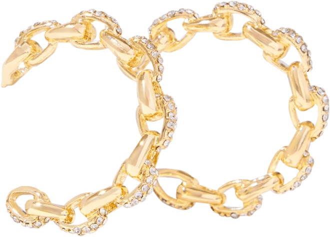 Gold Pav  Hoop Earrings