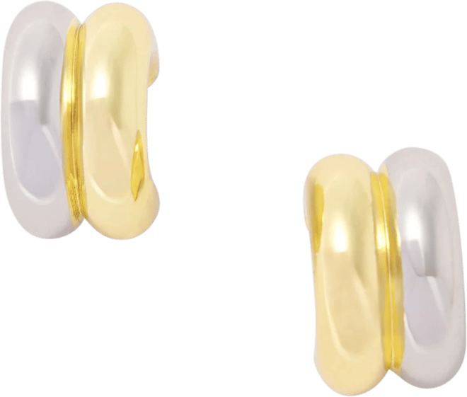 Mixed Metal Double Hoop Huggie Earrings