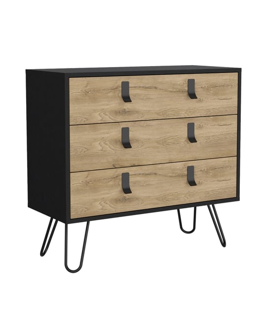 Huna Dresser 29" H, 3-Drawer organiser, Modern Chest of Drawers with Hairpin Legs and Metal Accents