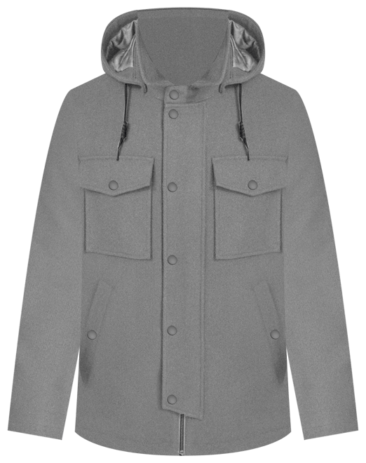 Men's Full-Zip Twill Field Jacket with Removable Hood