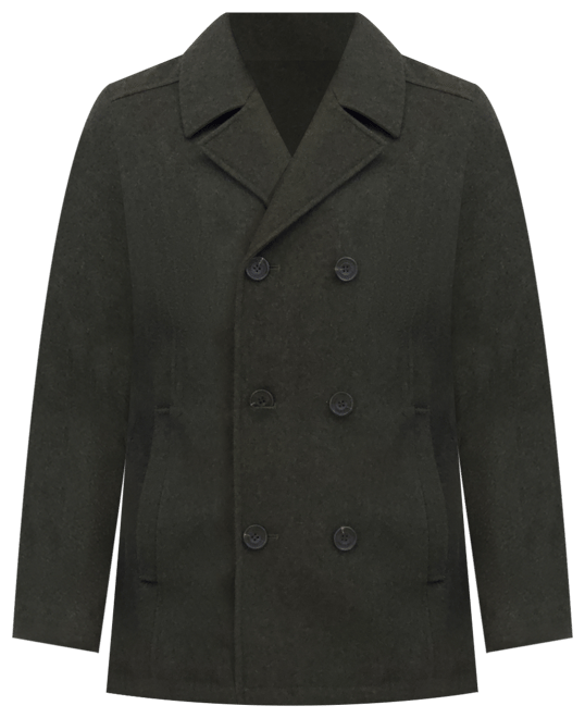 Men's Double Breasted Wool Blend Peacoat with Bib