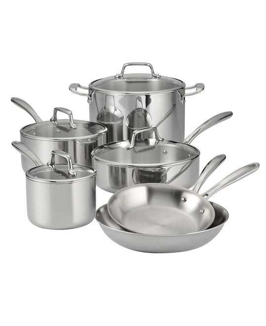 TriPly Clad Stainless Steel Glass Lid 10 Pc Cookware Set