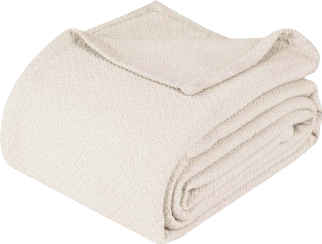 Nobel Cotton Jacquard Dobby Weave Textured Chevron Lightweight Woven Blanket, King