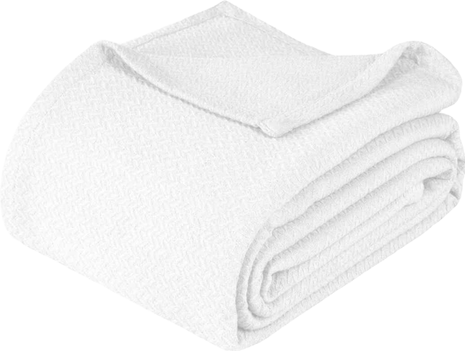 Nobel Cotton Jacquard Dobby Weave Textured Chevron Lightweight Woven Blanket, California King