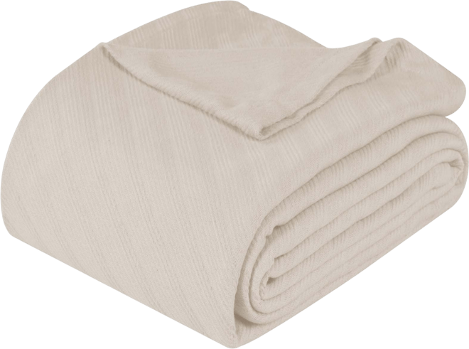 Milan Cotton Jacquard Dobby Weave Textured Striped Lightweight Woven Blanket, King