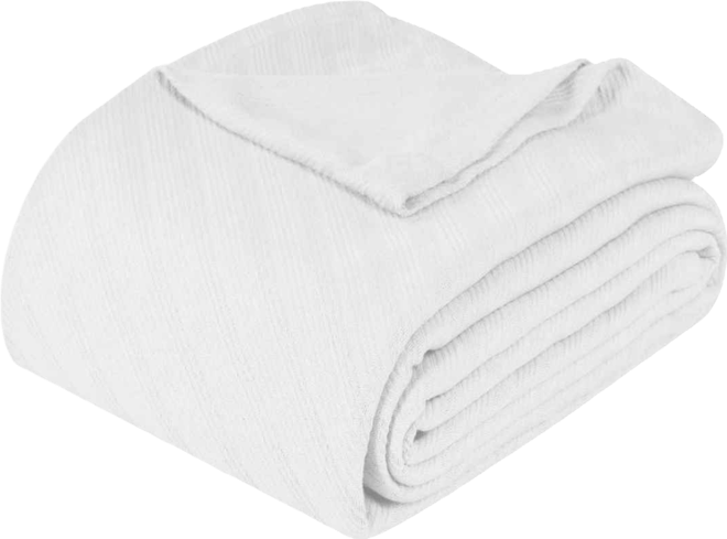 Milan Cotton Jacquard Dobby Weave Textured Striped Lightweight Woven Blanket, California King