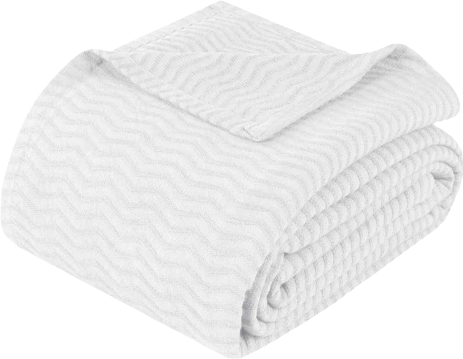 Jena Cotton Textured Chevron Lightweight Woven Blanket, King