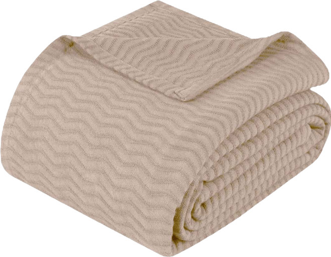 Jena Cotton Textured Chevron Lightweight Woven Blanket, King