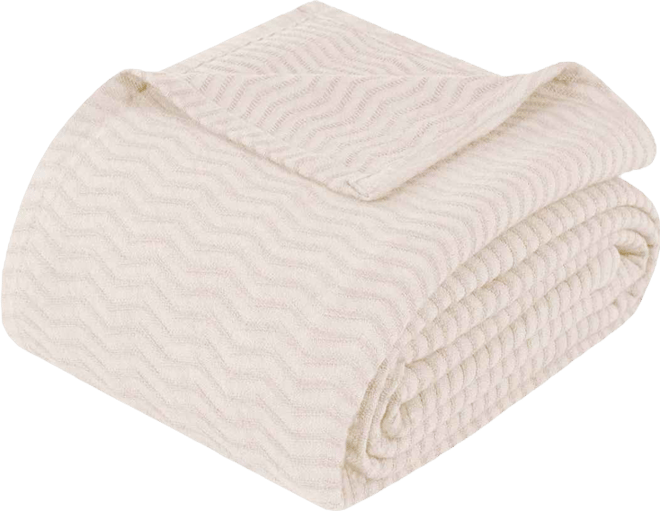 Jena Cotton Textured Chevron Lightweight Woven Blanket, King
