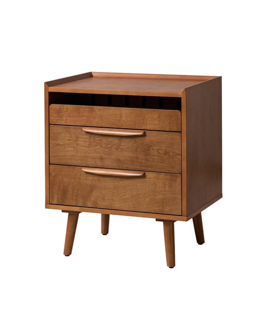 Mid-century Lisa 3-Drawer Nightstand with Solid Wood Legs