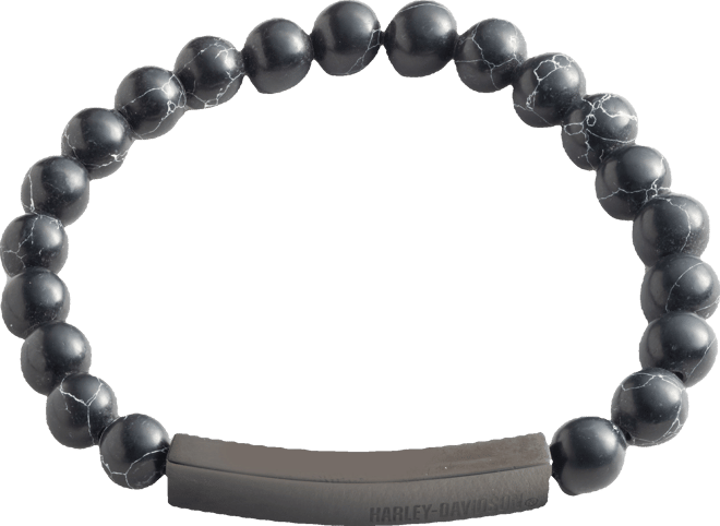 Men's Bead Logo Plaque Stretch Bracelet