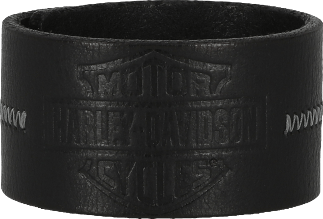 Bar & Shield Stitch Leather Cuff