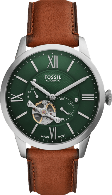 Fossil Men s Townsman Automatic Brown Leather Watch 44mm Macy s
