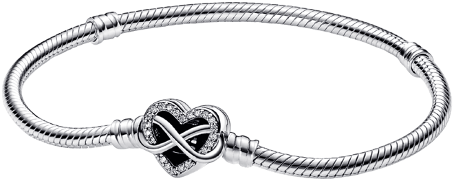 Moments Cubic Zirconia Sparkling Infinity Heart Clasp Snake Chain Bracelet
