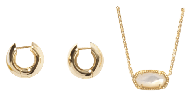Mother-of-Pearl Pendant Necklace & Hoop Earrings Set