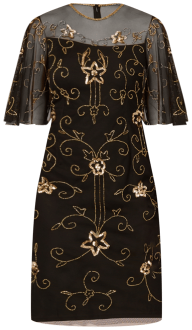 Women's Beaded Illusion-Neck Dress