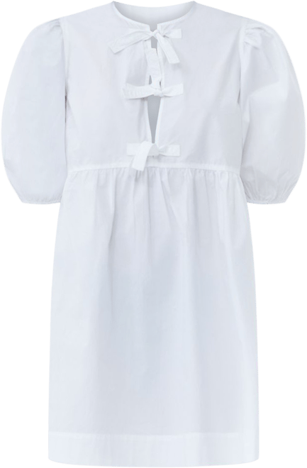 ganni cotton poplin tie string mini dress Cotton Poplin Tie String Mini Dress