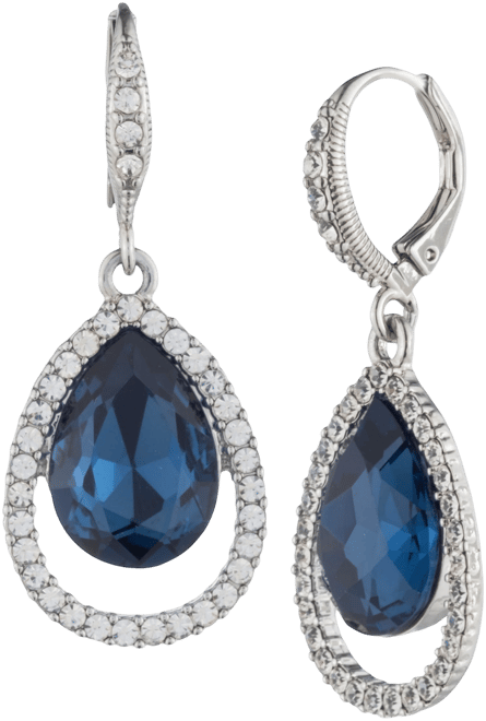 Silver-Tone Pave & Color Crystal Drop Earrings