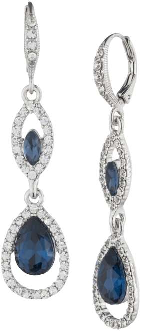 Pave & Color Crystal Double Drop Earrings