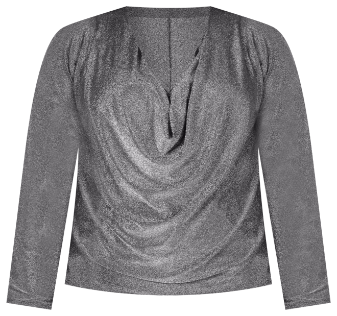 Plus Size Cowl Neck Long Sleeve Shimmery Top