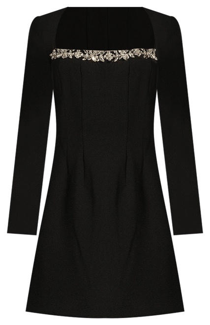 jacqueline crepe square neck long sleeve rhinestone detail mini dress Antonio Melani Jacqueline Crepe Square Neck Long Sleeve Rhinestone Detail  Mini Dress at Hamilton Place in Chattanooga, TN