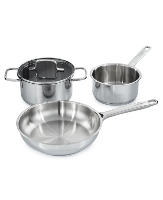 DiNA Helix 5pc Recycled 18/10 Stainless Steel Cookware Set, Glass Lids