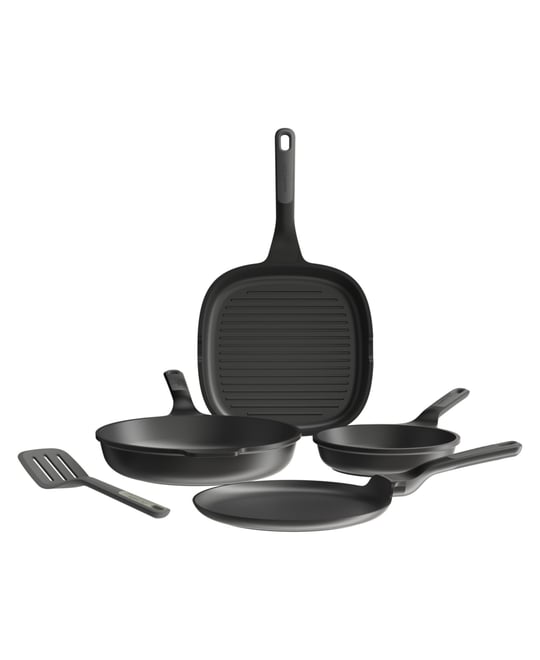 Leo Stone+ 5pc Nonstick Ceramic Specialty Pan Set with Turner, Recycled