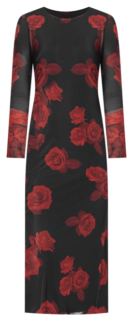 Women's Long Sleeve Printed Powermesh Maxi