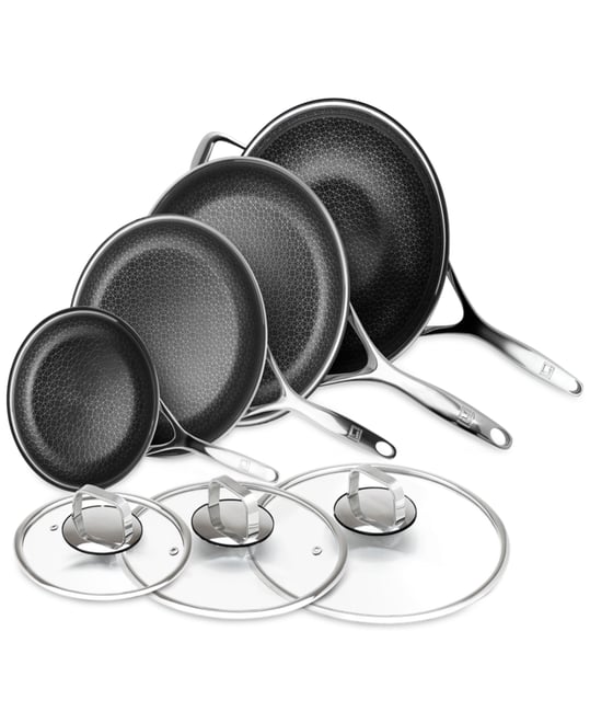 DiamondClad 7-Pc. Hybrid Nonstick Stainless Steel Frypan and Wok Set