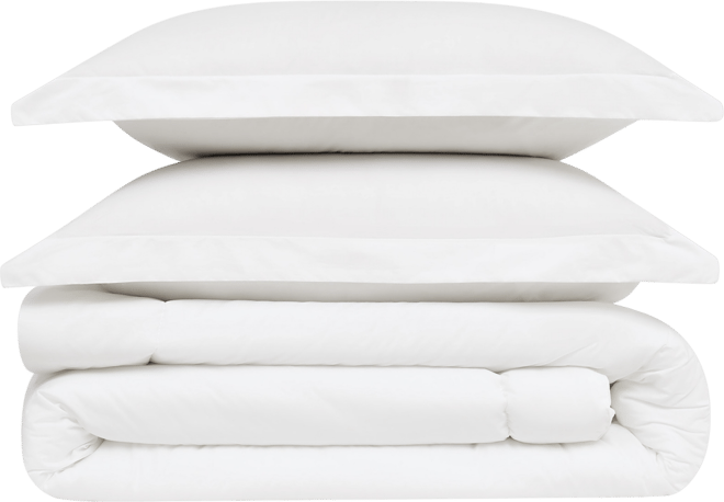 Solid Cotton Percale 3-Pc. Comforter Set, Full/Queen