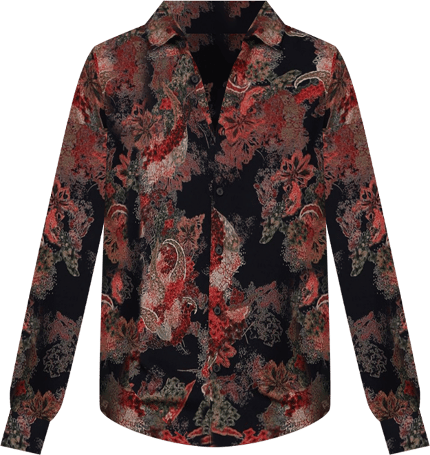 Men's Crimson Red & Midnight Black Paisley Flora Shirt
