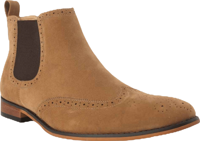 Men's Slip On Wing Tip Chelsea Boots
