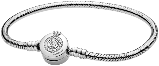 Moments Cubic Zirconia Sparkling Crown O Snake Chain Bracelet