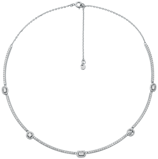 Sterling Silver Pave Mixed Cut Collar Necklace